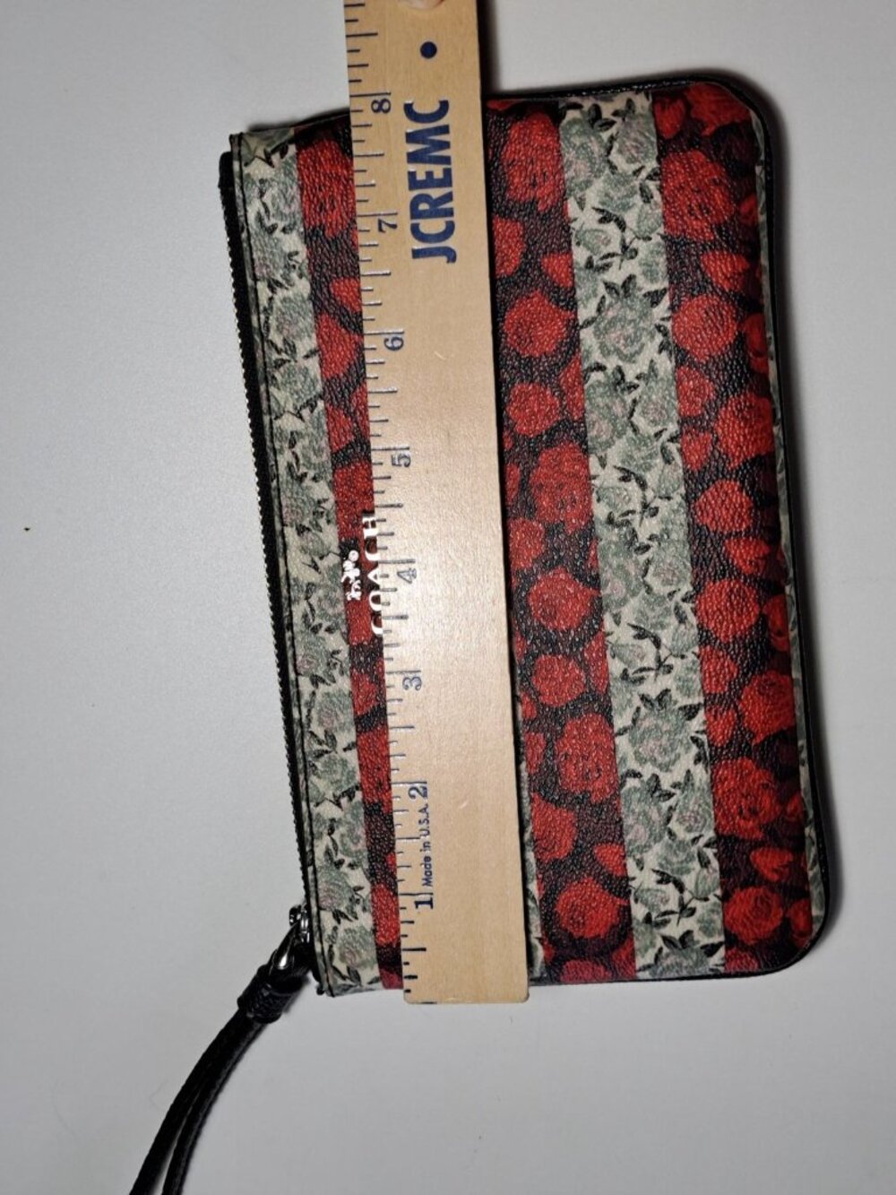 Coach New York Wristlet Wallet With Floral Stripes & Zip Closure - Picture 9 of 11